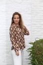 [10017334] Blouse Lia nm20 rechthoek motief  - Bruin-beige Detail
