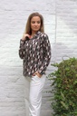 [10017334] Blouse Lia nm20 rechthoek motief  - Zwart-beige Detail