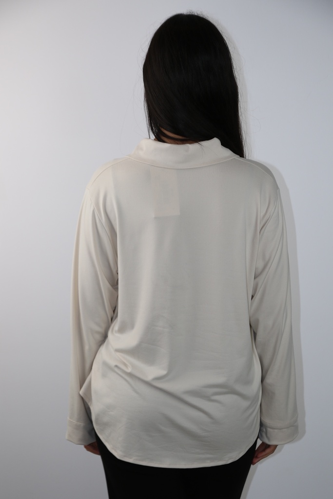 Jersey blouse Leonoor nm20 viscose jersey polokraag  - Beige Detail