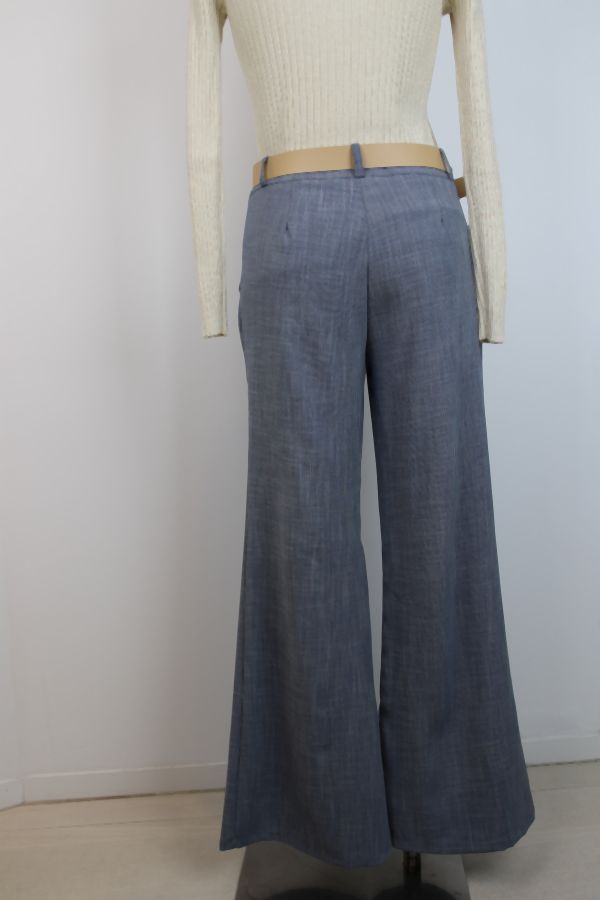 Broek Oscar nm51 toile wijde pijp eco leren riem  - Indigo Detail