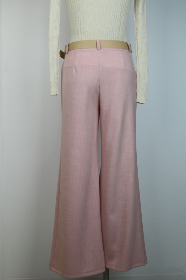 Broek Oscar nm51 toile wijde pijp eco leren riem  - Roze Detail