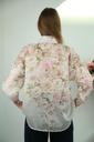 [201566] Blouse Noore nm85 bloemenprint nacré doorgeknoopt  - Beige Detail