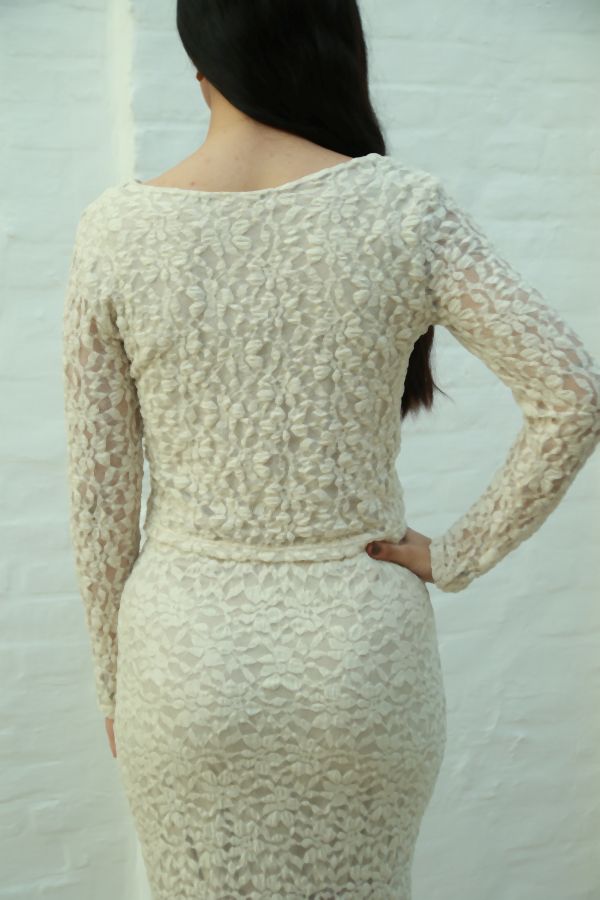 [201595] Setje Norman nm45 blouse met rok kant gevoerd - Beige Detail