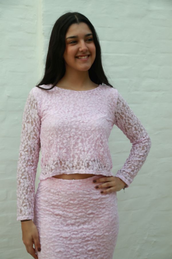 [201595] Setje Norman nm45 blouse met rok kant gevoerd - Roze Detail