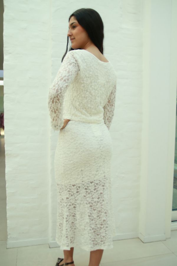 [201595] Setje Norman nm45 blouse met rok kant gevoerd - Wolwit Detail