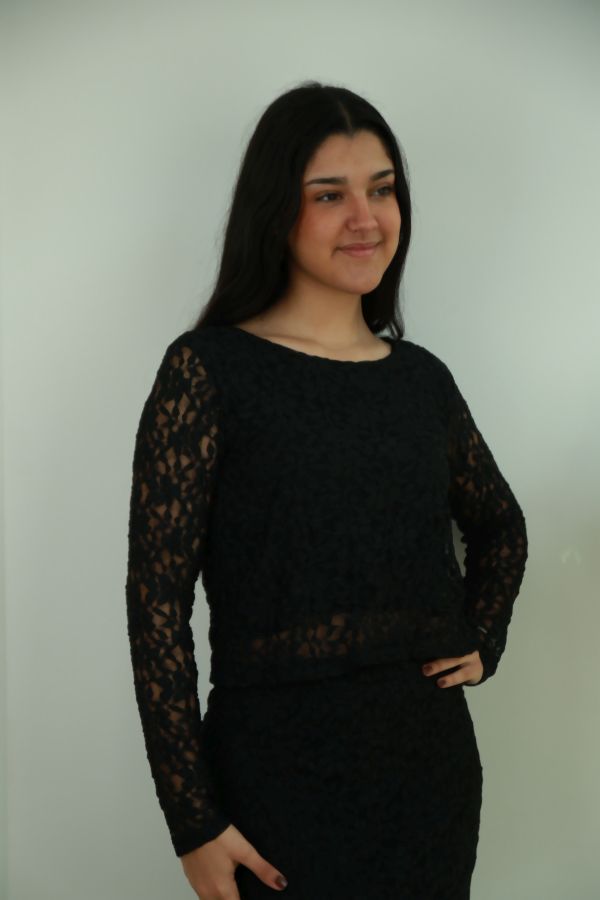 [201595] Setje Norman nm45 blouse met rok kant gevoerd - Zwart Detail