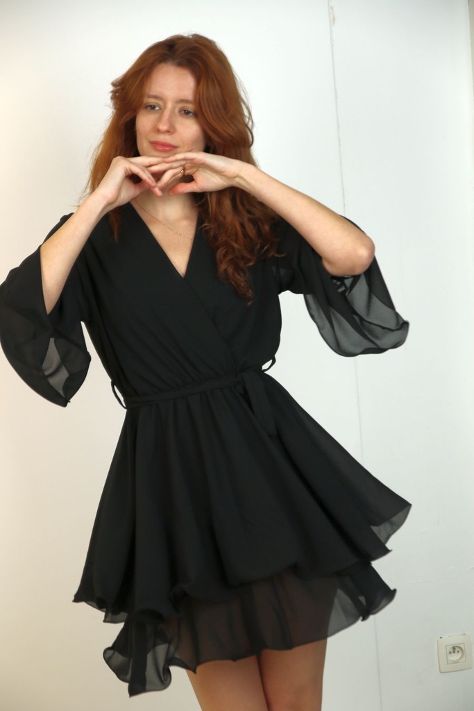 Crepe jurk Joanna met trompetmouw