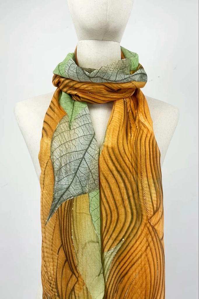 Scarf Jef veined leaves