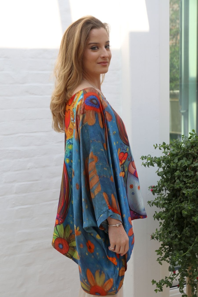 Silk tunic Jazz-Lynn girl with kitty