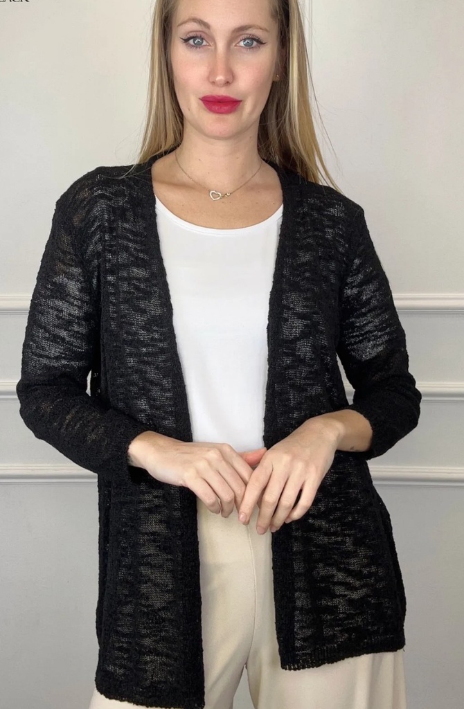 Cardigan Joleen bouclette kraagloos half lang