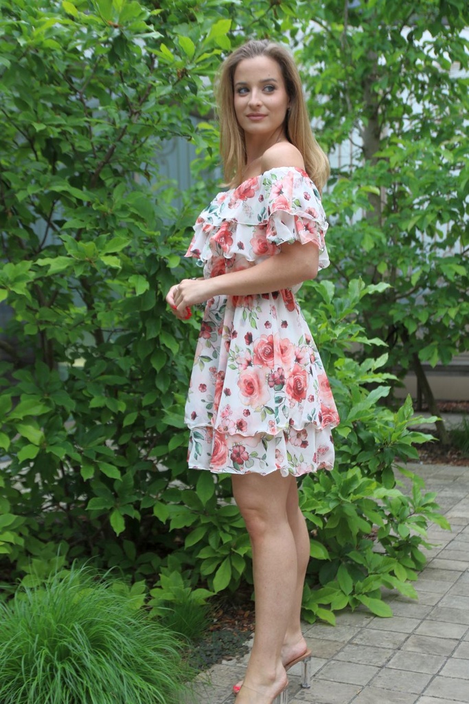 Off-shoulder rozenjurkje Kaio