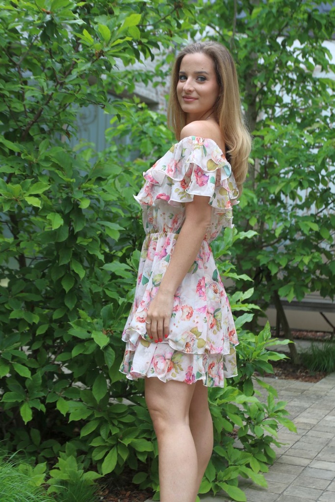 Off-shoulder bloemenjurkje Kelso