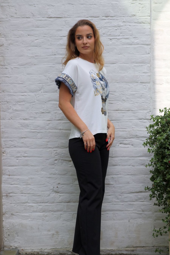 T-shirt Jerzy nm92 crochet cuff with frayed dog is my love