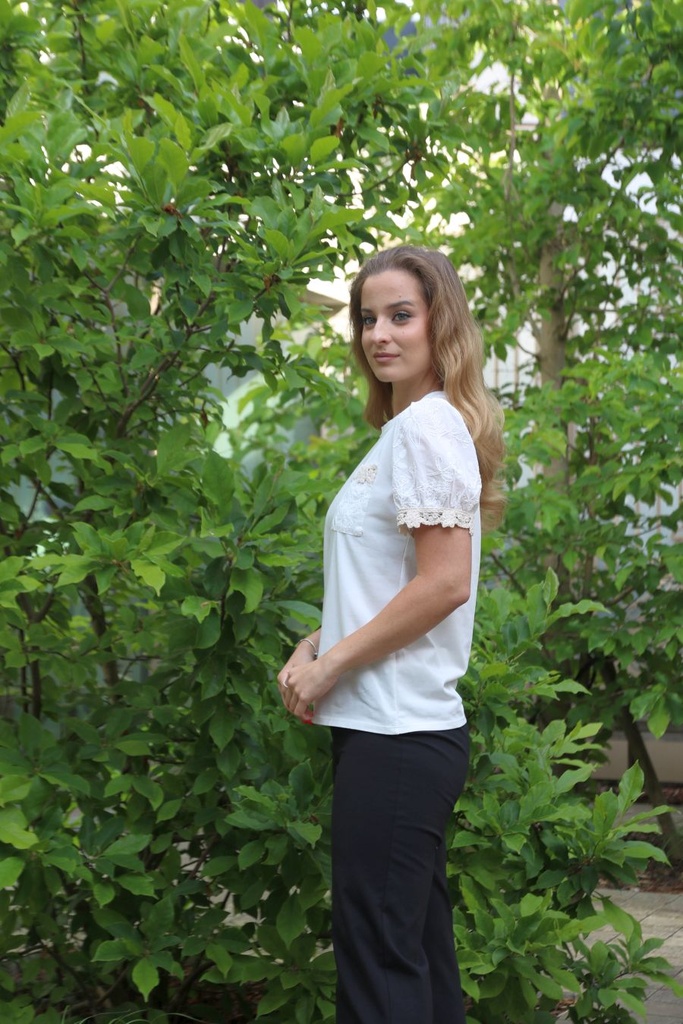 T-shirt Jazzmin nm92 embroidery on puff sleeve and chest pocket