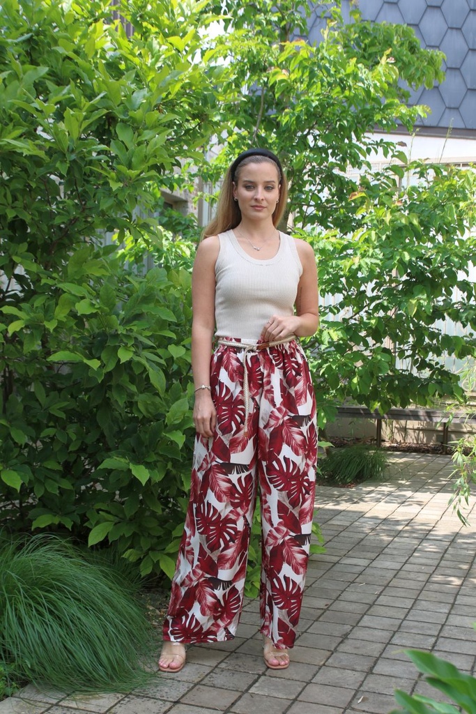 Pantalon flare Javy nm100 mustera leaves