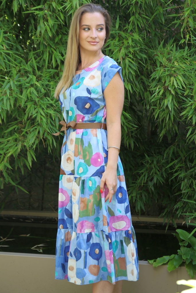 Katoenen jurk Jessley nm100 waterverfbloemen
