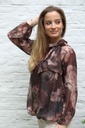 Blouse Lieske nm43 opstaande jabotkraag glamy rozenprint
