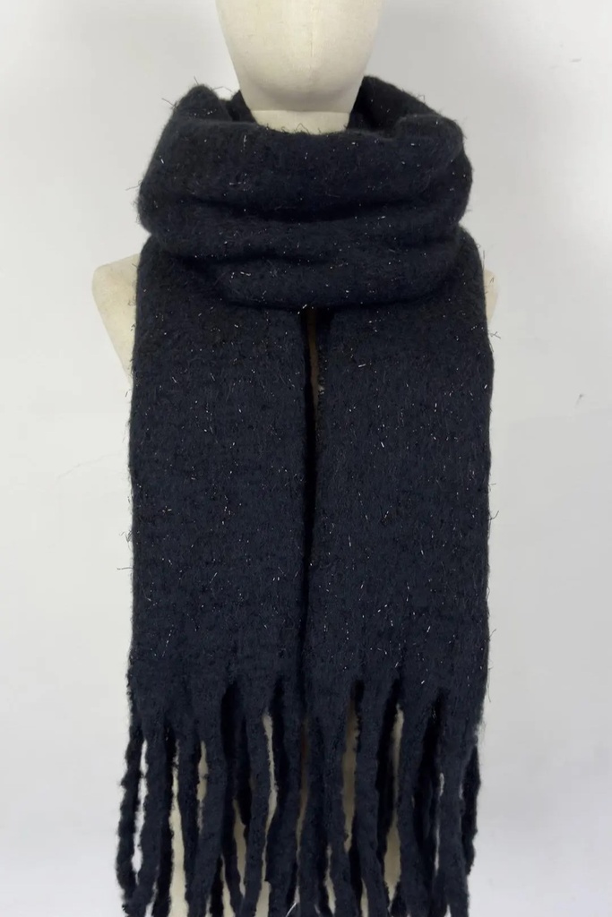 Sjaal Linna nm70 wollook glitter draadjes franjes dreadlocks