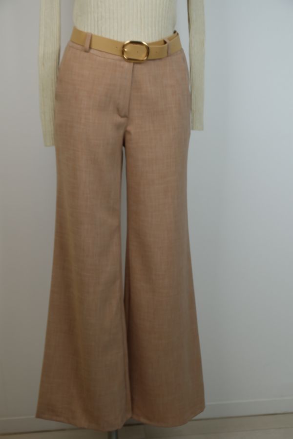 Broek Oscar nm51 toile wijde pijp eco leren riem 