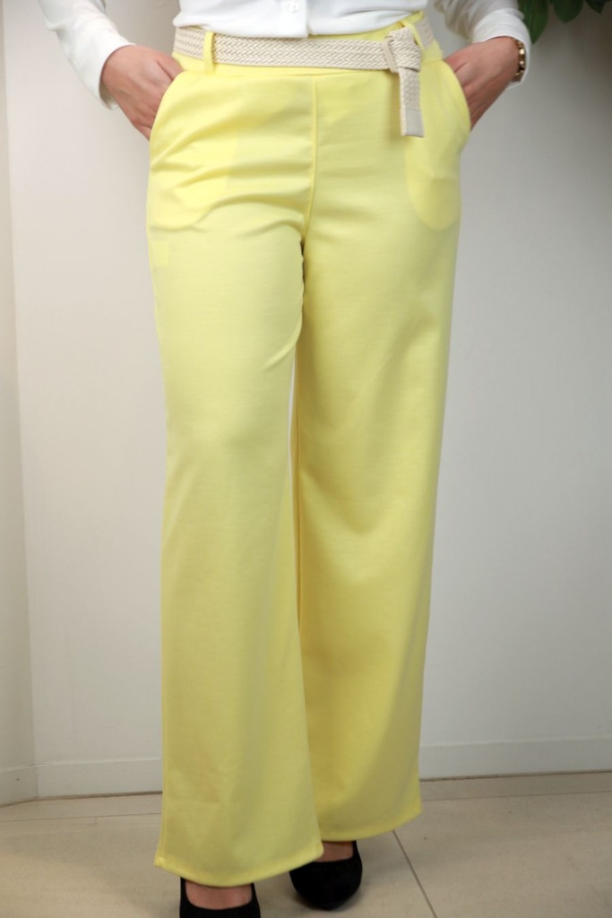 Broek Oways mom fit piqué structuurstof gevlochten eco leren riem