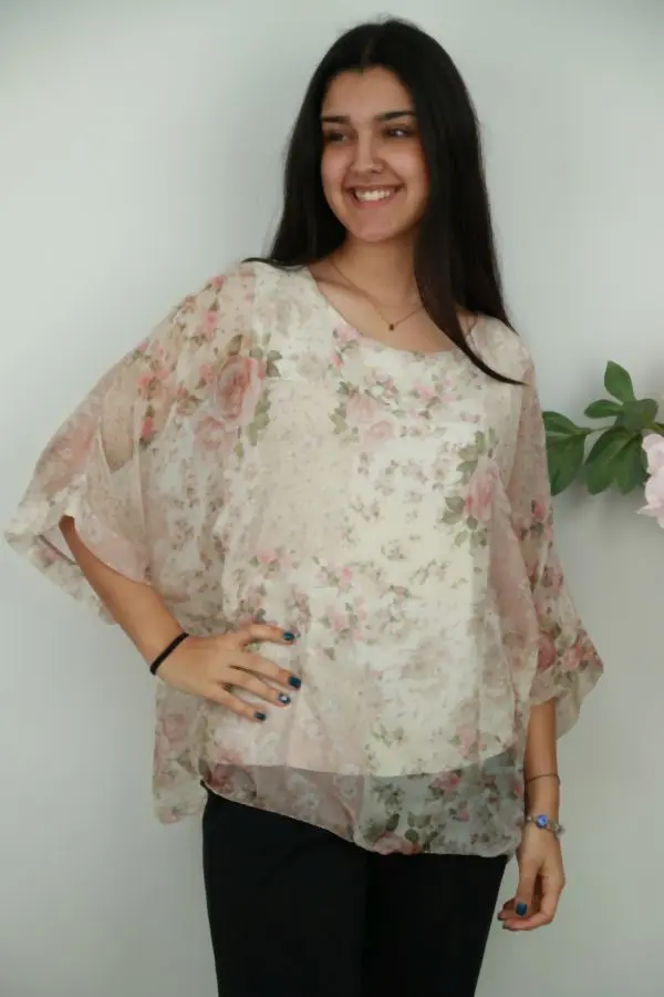 Novy nm47 blouse bloemenprint vleermuismouw 