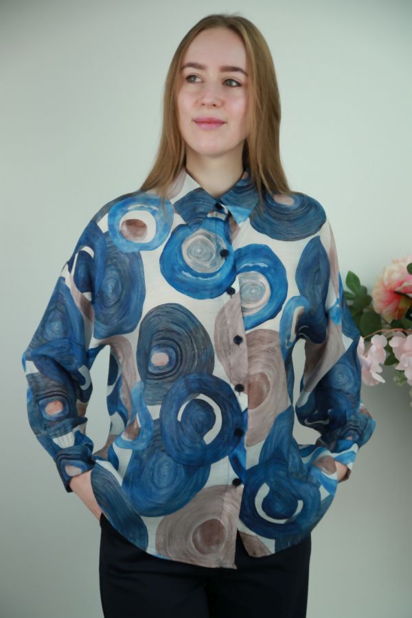 Blouse Natalya nm85 creatieve cirkels nacré doorgeknoopt