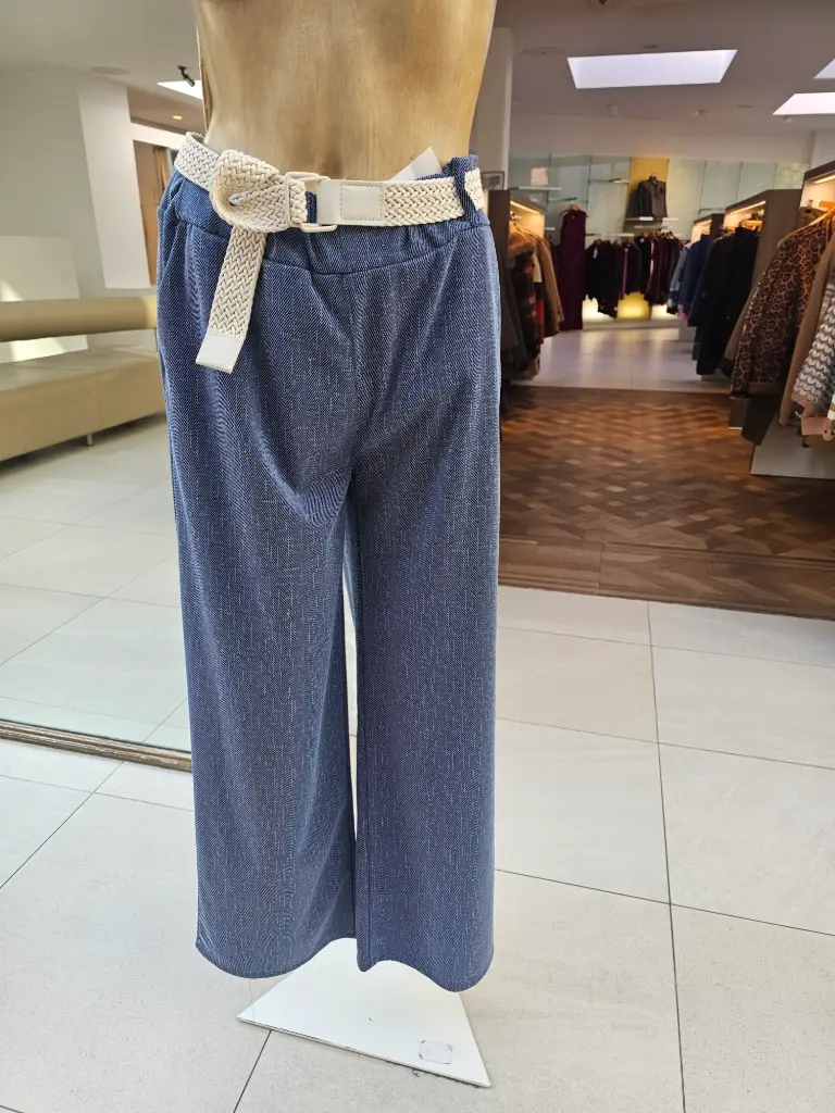 Broek Ouways diagonale strepen gekruist wijde pijp structuurstof 