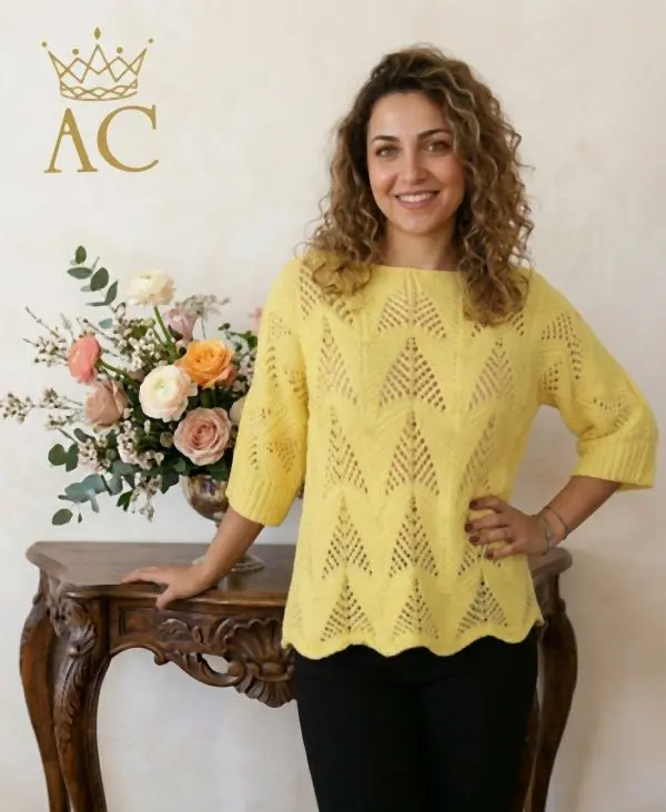 Trui Najim nm80 ajour-steek vleermuismouw ronde hals