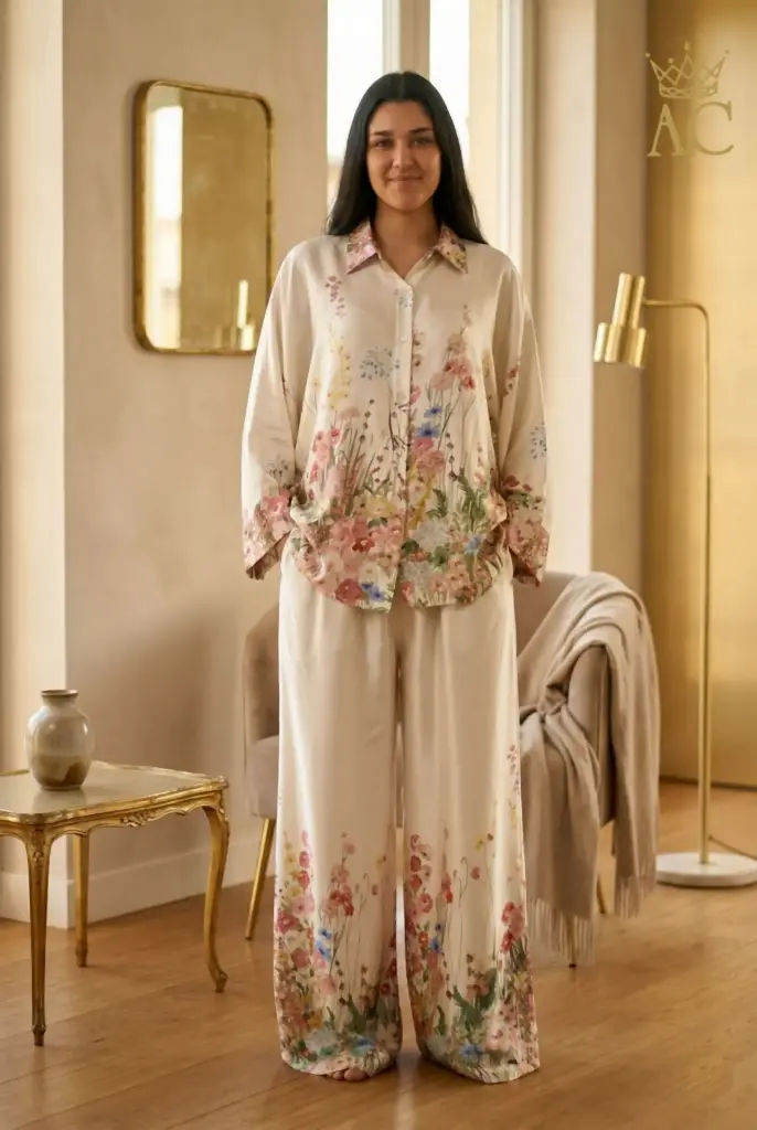 Tuniek Sepp nm100 wilde bloemen doorgeknoopt wijde mouw