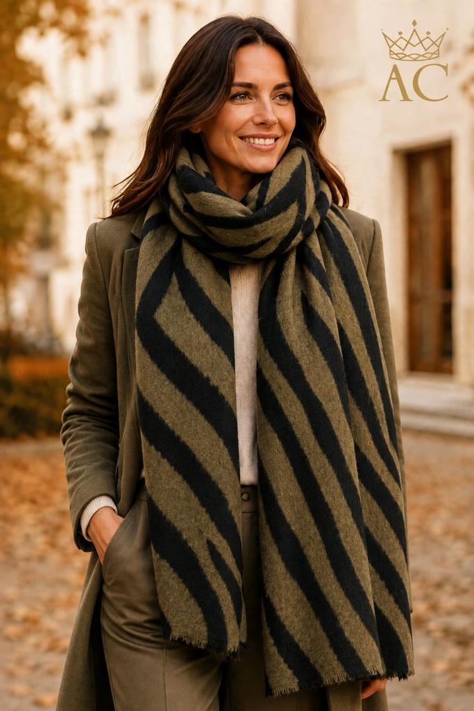 Écharpe Tiziano nm100 à rayures zébrées en viscose tissée