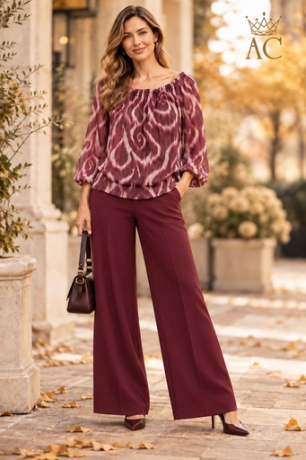 [202676] Blouse Thias nm47 wazig druppel muzieknoot off-shoulder Amerikaanse mouwinzet gevoerd