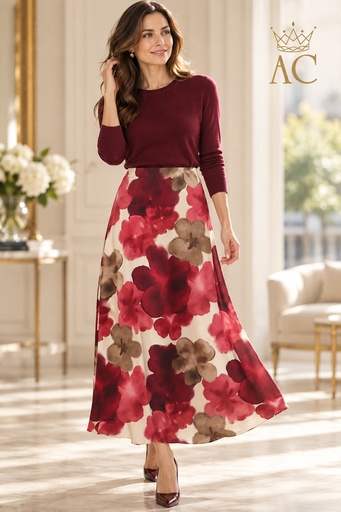 [202849] Rok Pibbe godet XL aquarelbloemen