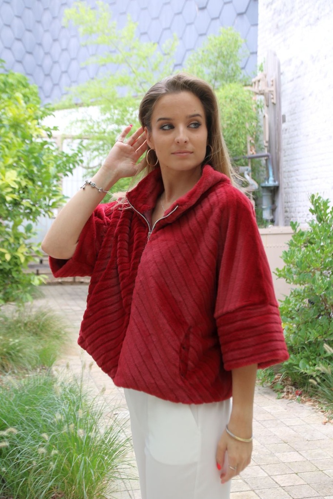 Jasje Milena ecopels met rits - Indisch rood Detail