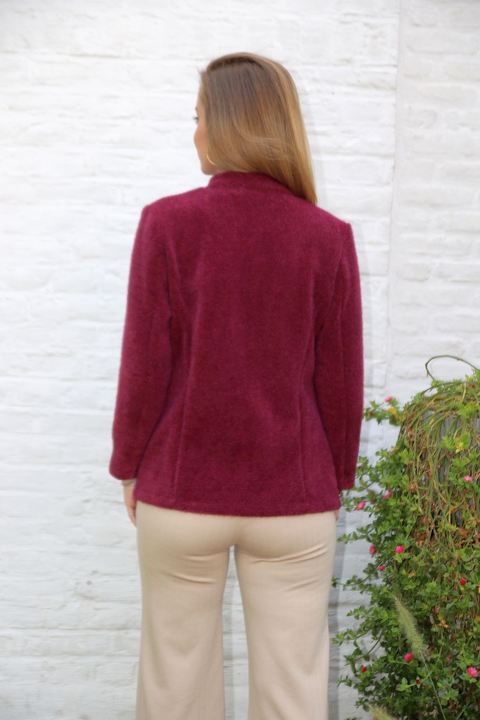 [10017316] Tricot vest Lydia reverskraag - Bordeaux Detail