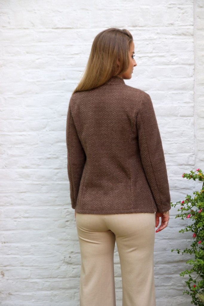 [10017316] Tricot vest Lydia reverskraag - Bruin Detail