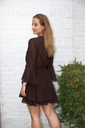 Crepe dress Joanna with trumpet sleeve - Bruin Detail