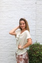 T-shirt Jo nm85 drapagekraag knoop aan linkerbuik - Beige Detail