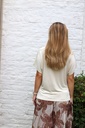 T-shirt Jo nm85 drapagekraag knoop aan linkerbuik - Beige Detail