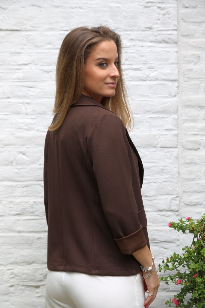 [10017336] Blazer Lilian nm38 reverskraag fijn geribd  - Bruin Detail