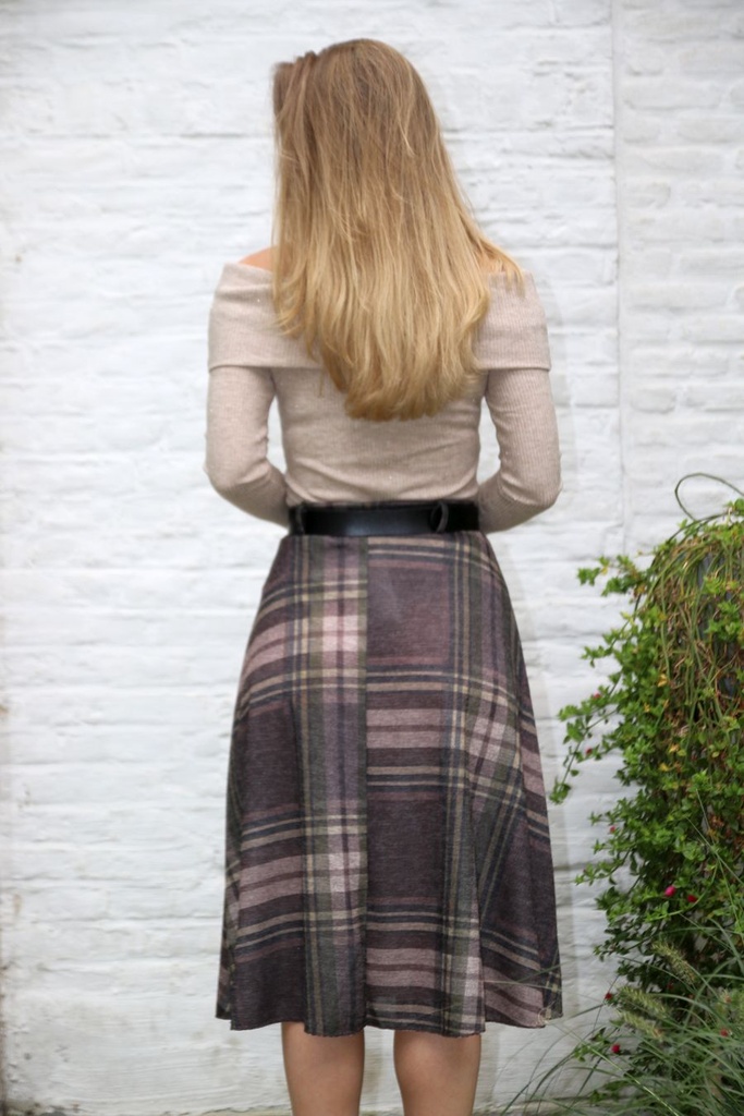 [10017463] Lyra nm12 madras Schotse ruit klok onder knie ecoleren riem - Bruin-beige Detail