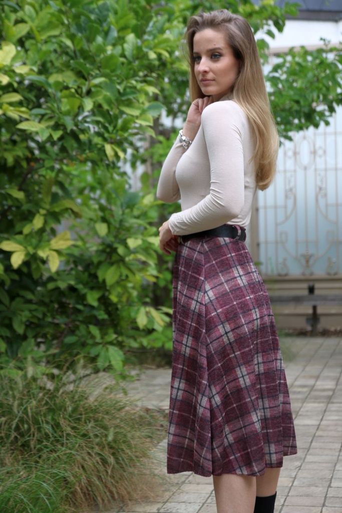 Klokrok Levon nm12 medium madras Schotse ruit  - Bordeaux-beige Detail