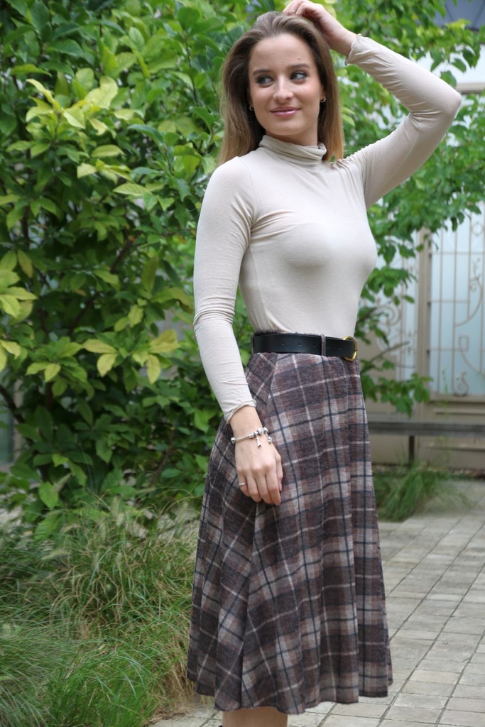 Klokrok Levon nm12 medium madras Schotse ruit  - Bruin-beige Detail