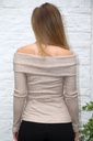 [10017467] Pul Leonardus nm50 off shoulder fijn geribd lurex - Beige Detail