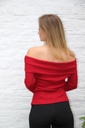 [10017467] Pul Leonardus nm50 off shoulder fijn geribd lurex - Rood Detail