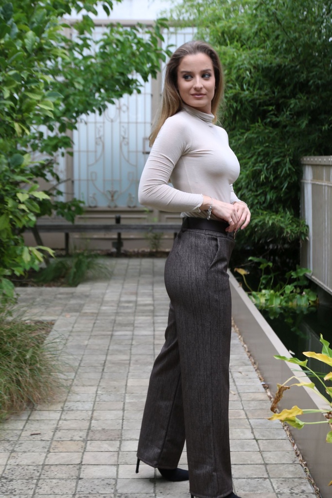 Gemêleerde broek Minke nm25 - Bruin-beige Detail