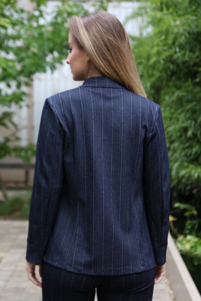 Blazer Mariam fijne visgraat nm65 - Donkerblauw-grijs Detail