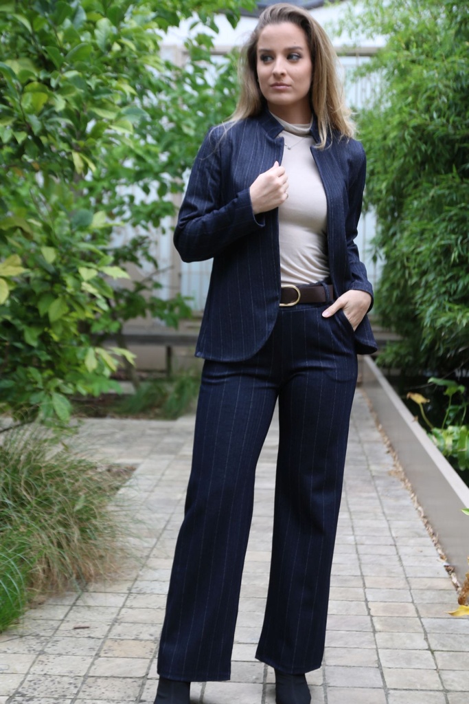 Blazer Mariam fijne visgraat nm65 - Donkerblauw-grijs Detail