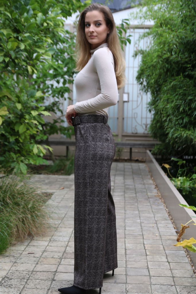 Broek Manon prince de galles nm34 - Bruin-beige Detail