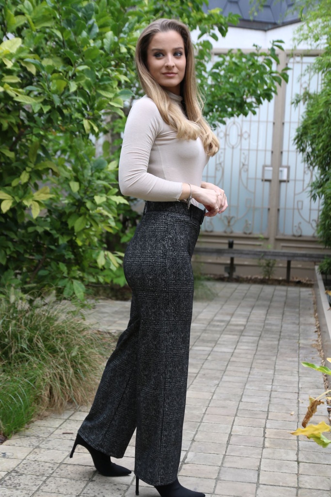 Broek Manon prince de galles nm34 - Zwart-beige Detail