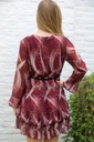 [10017484] Jurk Lucius nm34 slierten en vlekken print gekruiste V-hals  - Bordeaux-beige Detail